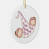 2011双生児の初めてのクリスマスのオーナメント セラミックオーナメント (右)