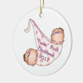 2011双生児の初めてのクリスマスのオーナメント セラミックオーナメント (左)