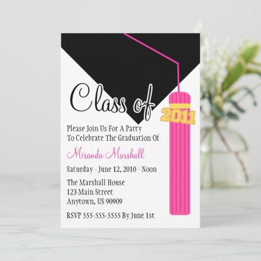 2011年のふさの卒業の招待状のクラス(ピンク) 招待状 (スタンド正面)