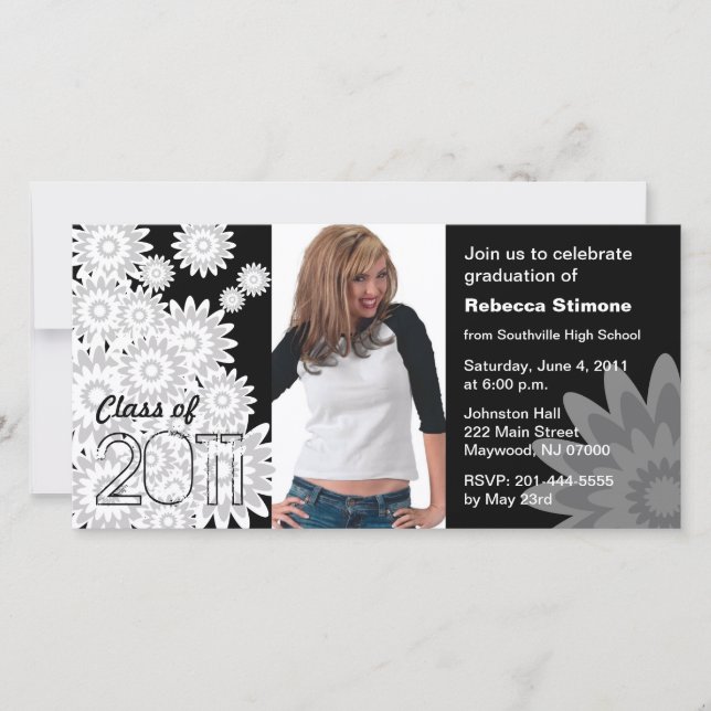 2011年のクラスのフォトカードホワイトフラワー (正面)