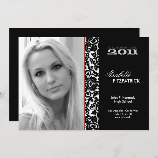 2011年のドラマチックなDamask卒業発表 案内状 (正面/裏面)