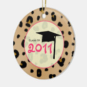 2011年のヒョウのプリント及びピンクの卒業のクラス セラミックオーナメント (左)