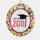 2011年の多彩なペンキの（ばちゃばちゃ）跳ねるの卒業のクラス セラミックオーナメント (左)