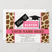 2011年キリンプリント·ピンク卒業 招待状 (正面/裏面)