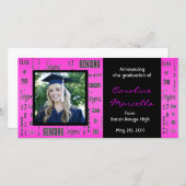 2011年クラスのシニアHot Pink Grad Announcement 案内状 (正面/裏面)