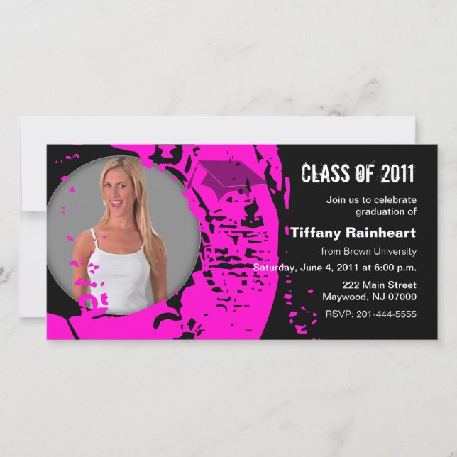 2011年クラス卒業フォトカードネオンピンク (正面)