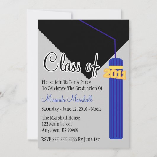 2011年タッセル卒業招待状クラス(青) 招待状 (正面)