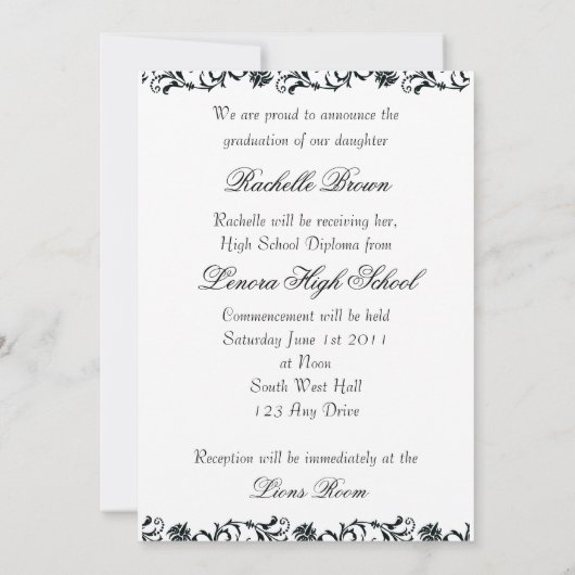 2011年モノクロ卒業カード 案内状 (裏面)