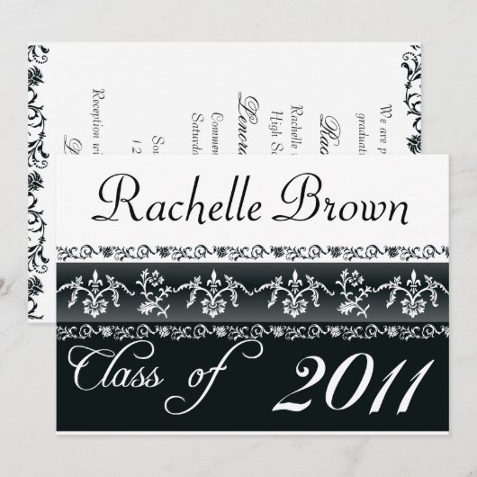 2011年モノクロ卒業カード 案内状 (正面/裏面)