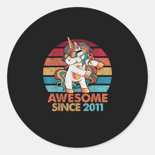 2011年ユニコーンF以素晴らし来11誕生日Tシャツ ラウンドシール (正面)