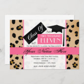 2011年レオパード·プリント·ピンク·卒業 招待状 (正面/裏面)