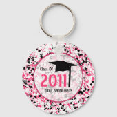 2011年卒業クラス – ピンク&ブラック(ばちゃばちゃ)跳ねる キーホルダー (正面)