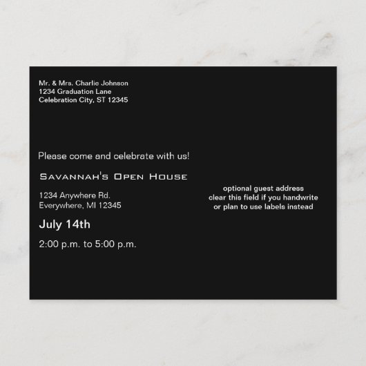 2011年卒業写真招待状 インビテーションポストカード (裏面)