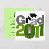 2011年度卒業式招待状 CAP181 緑 招待状 (正面/裏面)