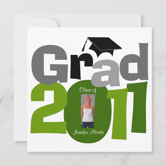 2011年度卒業式招待状 CAP181 緑 招待状 (正面)