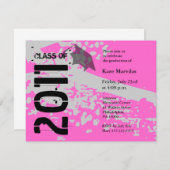 2011年度卒業生招待状 ABP231 ピンクアブストラクト 招待状 (正面/裏面)