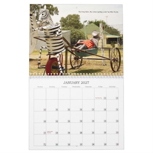 2011年自転車に乗った動物たち カレンダー (1月 2027)