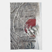 2011年雪の赤い納屋 キッチンタオル (縦)
