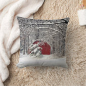 2011年雪の赤い納屋 クッション (ブランケット)