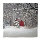 2011年雪の赤い納屋 タイル (正面)
