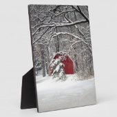 2011年雪の赤い納屋 フォトプラーク (側面)