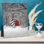 2011年雪の赤い納屋 フォトプラーク (側面)