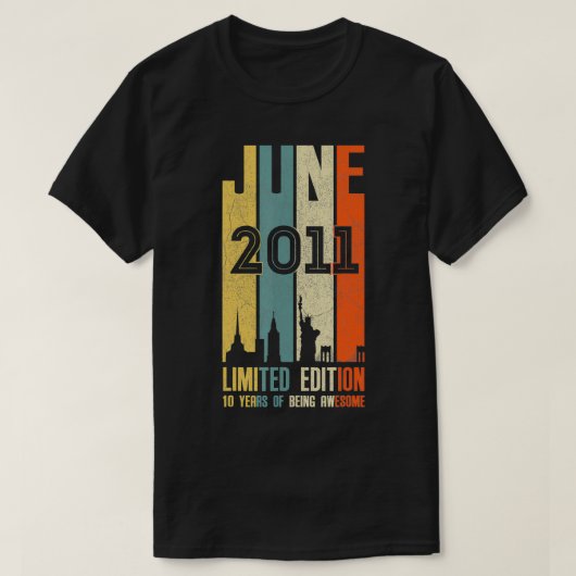 2011年6月10誕生日10歳2011年誕生日Vi Tシャツ (デザイン正面)