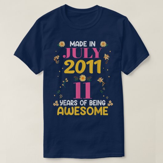 2011年7月に誕生した11歳のギフトガールズ Tシャツ (デザイン正面)