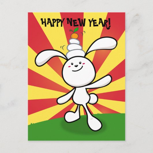 2011年：うさぎの年：餅バランス！ シーズンポストカード (正面)