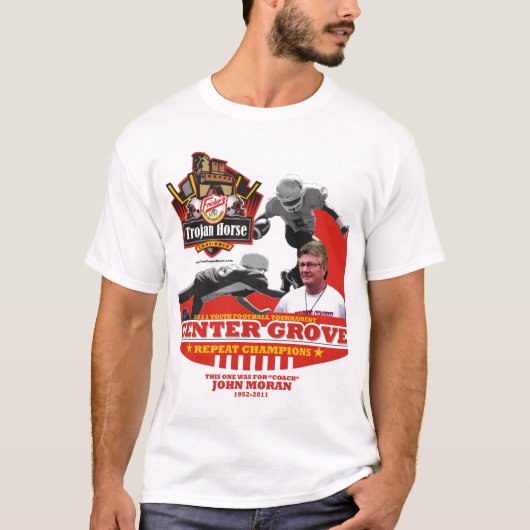 2011年-果樹園のトロイの木馬のジョン中心Moranのデザイン Tシャツ (正面)