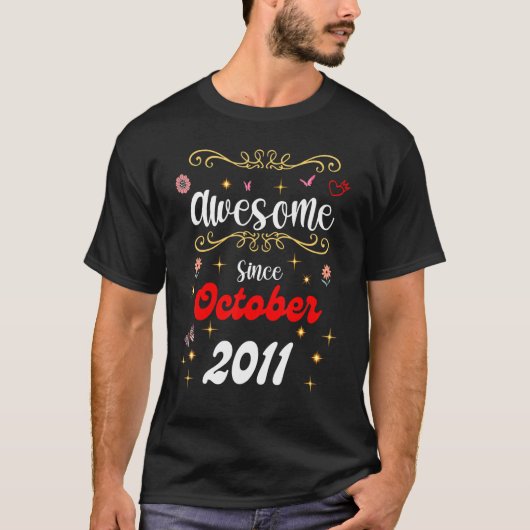2011素晴らし年10月以来誕生日花とお尻 Tシャツ (正面)