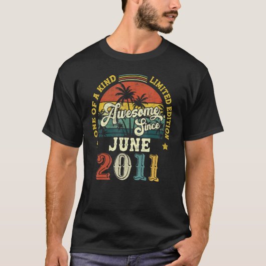 2011素晴らし年6月以来ヴィンテージ11誕生日 Tシャツ (正面)