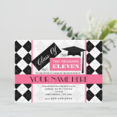 2011黒いアーガイル及びピンクの卒業のクラス 招待状 (スタンド正面)