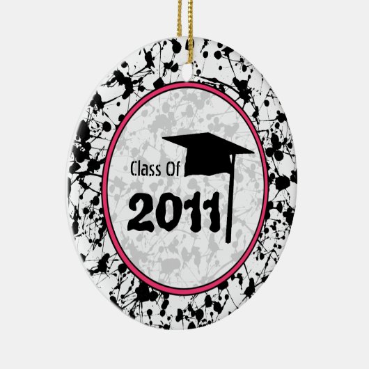 2011黒いペンキの（ばちゃばちゃ）跳ねるの卒業のクラス セラミックオーナメント (右)