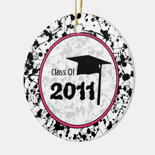 2011黒いペンキの（ばちゃばちゃ）跳ねるの卒業のクラス セラミックオーナメント (左)