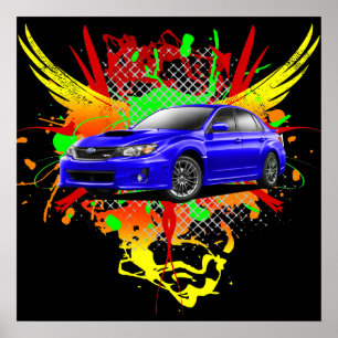2011 WRX Impreza Blue Graphic Poster ポスター