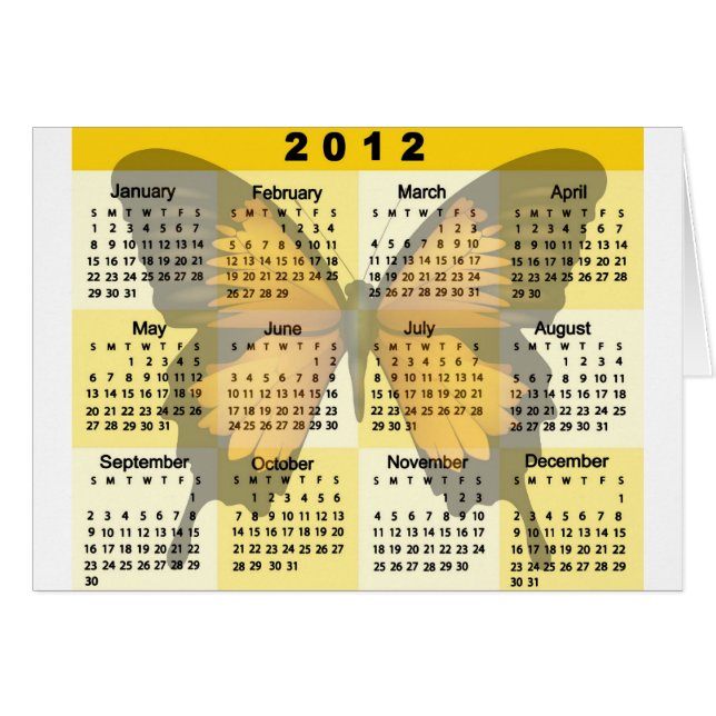 2012のカレンダーの蝶プリント (正面横)