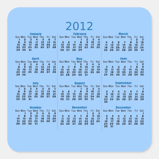 2012カレンダーステッカー スクエアシール (正面)