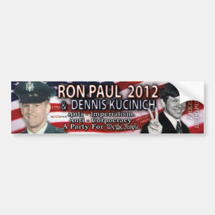 2012ホワイトハウスのためのロン・ポール及びDennis Kucinich V2 バンパーステッカー