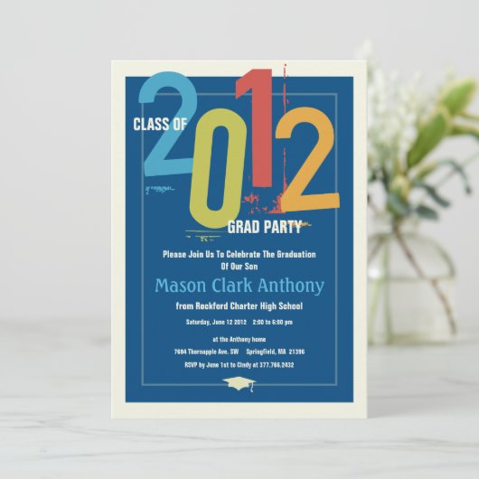 2012卒業おもしろいパーティの招待状 招待状 (スタンド正面)