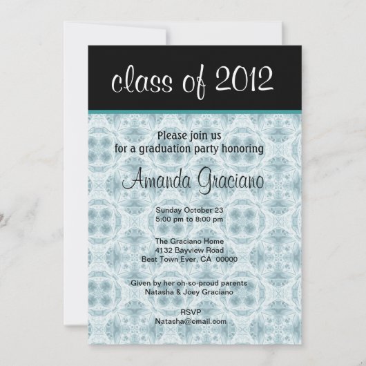 2012卒業アクアブルーフラワーズ 招待状 (正面)