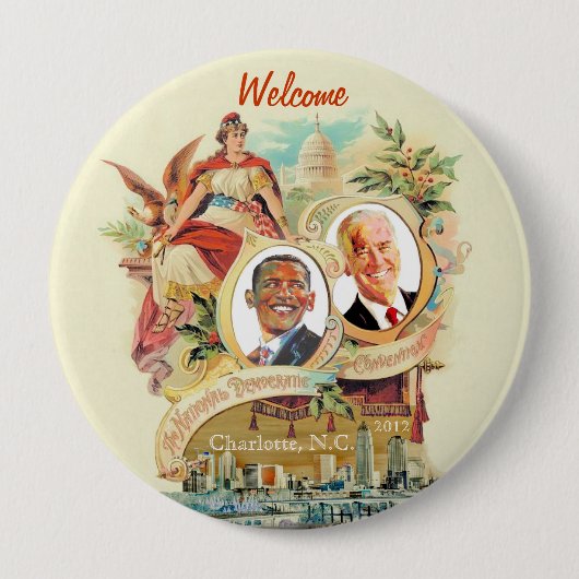 2012国民の民主党員の大会、シャーロット、N.C. 缶バッジ (正面)