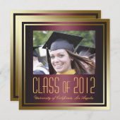 2012年のクラス、赤および金ゴールドの卒業の招待 招待状 (正面/裏面)