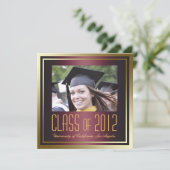 2012年のクラス、赤および金ゴールドの卒業の招待 招待状 (スタンド正面)