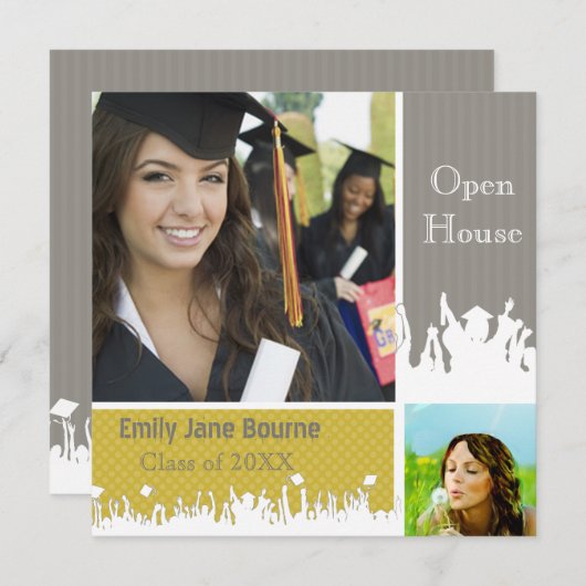 2012年のグレーとイエローのシニア写真クラス 案内状 (正面/裏面)