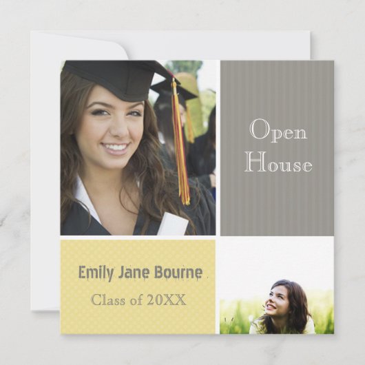 2012年のグレーとイエローのシニア写真クラス 案内状 (正面)