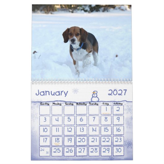 2012年のビーグル犬のカレンダー カレンダー (1月 2027)