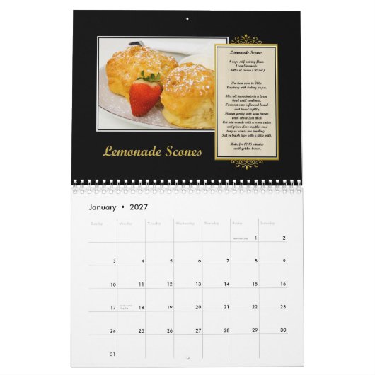 2012年のレシピのカレンダー カレンダー (1月 2027)