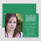 2012年の卒業の学校代表のクラス(緑) 招待状 (正面/裏面)
