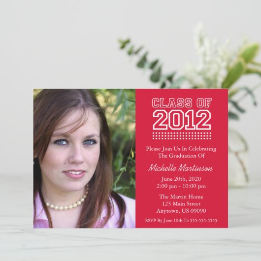 2012年の卒業の学校代表のクラス(赤い) 招待状 (スタンド正面)